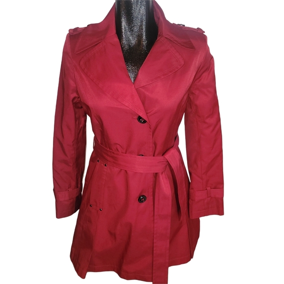 DKNY Red Mid-length Single Breasted Trench Coat S - Picture 1 of 7